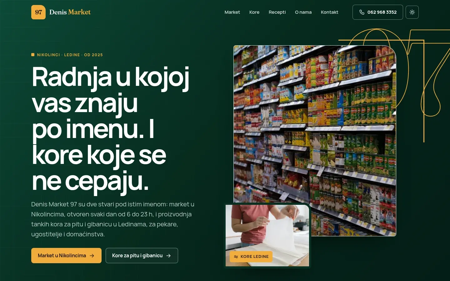 Početna strana sajta Denis Market 97, snimak ekrana